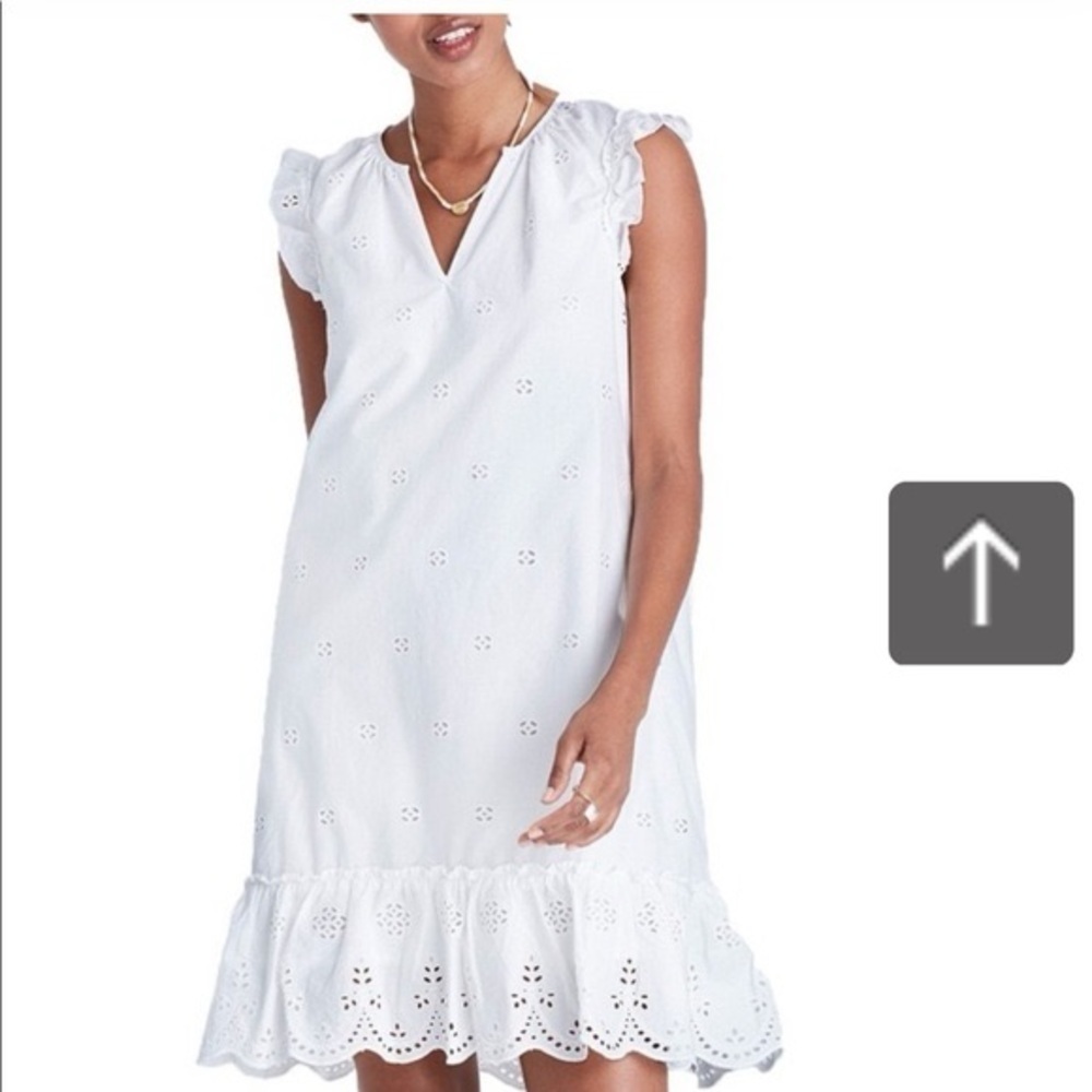 Madewell Eyelet Garden Mini Dress in White- Size Small